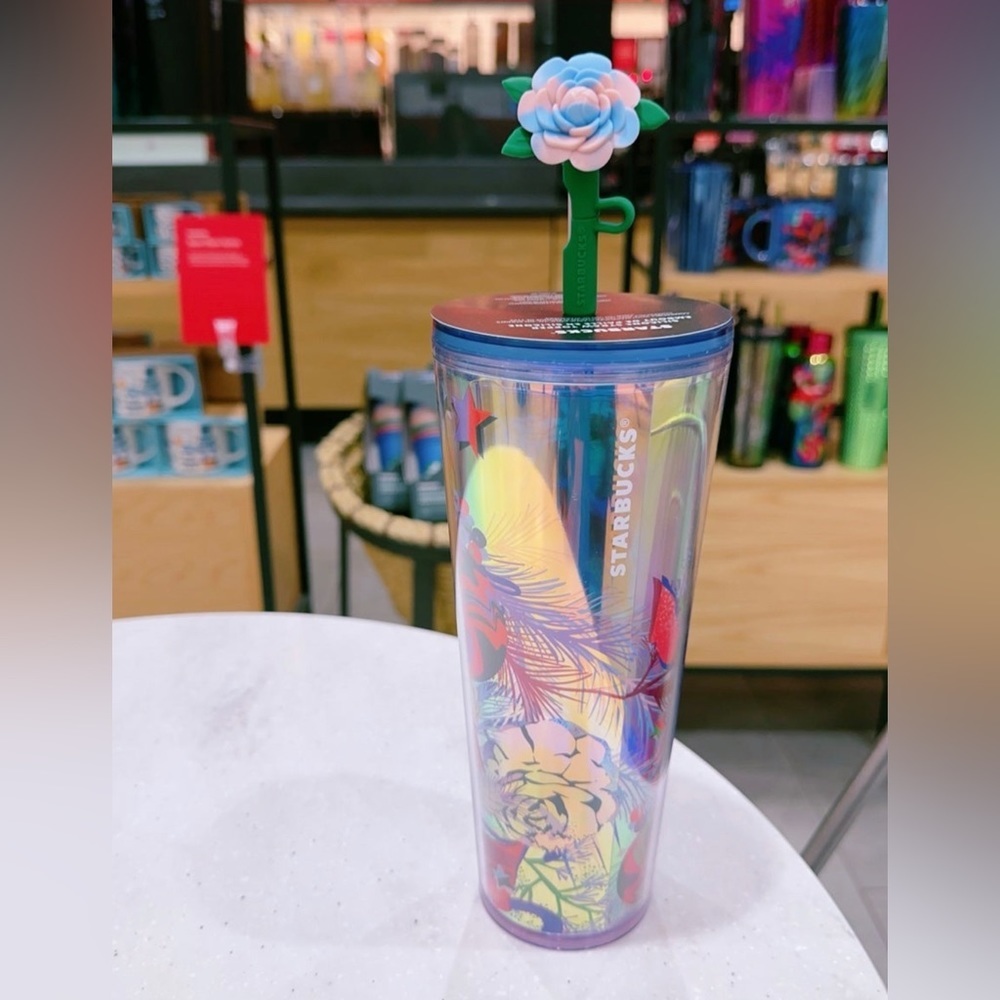 NWT Starbucks Rose Straw Topper Tumbler Venti Size